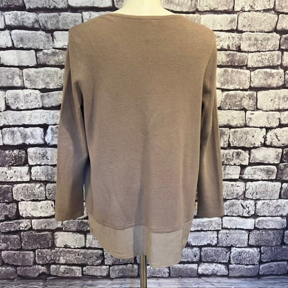 Chico's Taupe Long Sleeve Decorative Lace Front Jacket Size L - Picture 6 of 9